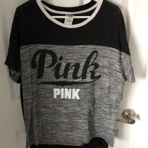 Pink color block T-shirt